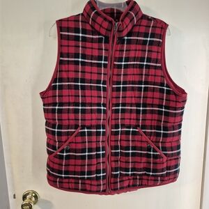 A New Day Womens Flannel Plaid Vest - Red and Black